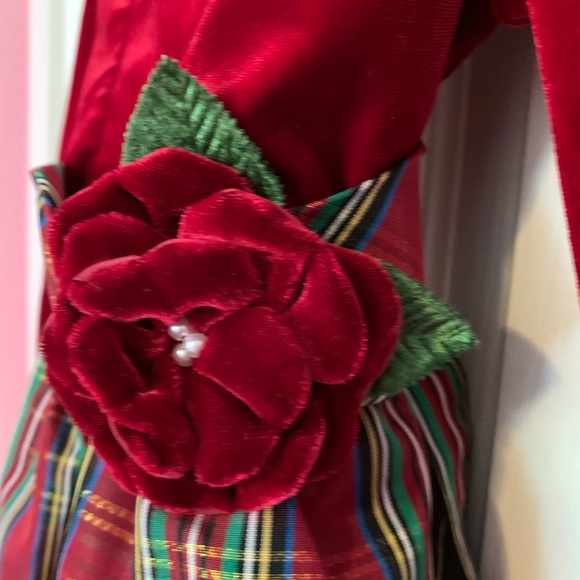 Christmas tartan pattern red dress with velvet top - Picture 12 of 13